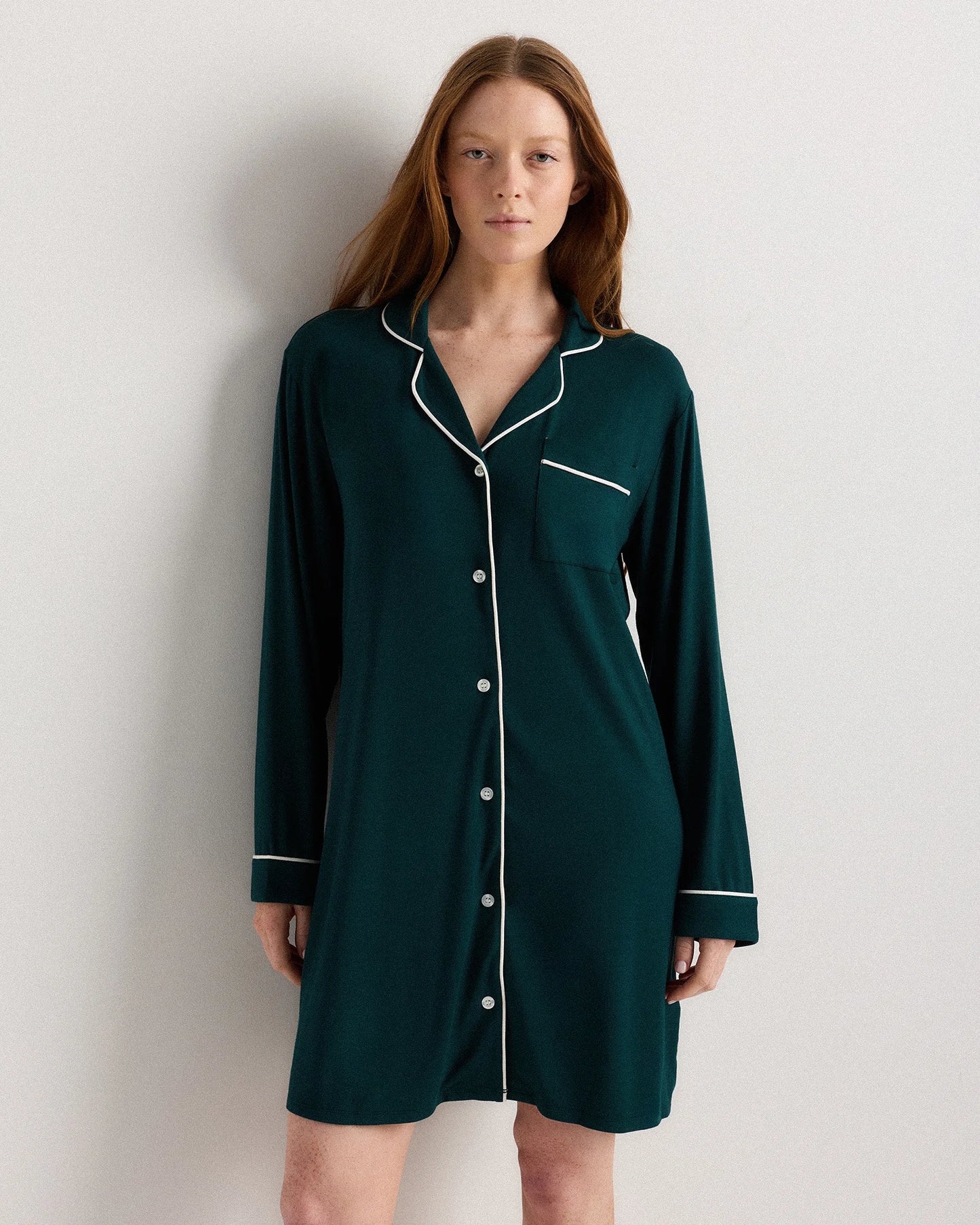 Bamboo Jersey Sleep Shirt - XS / Rhubarb