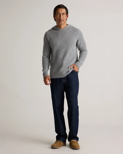 Mongolian Cashmere Fisherman Pullover Hoodie - S / Black
