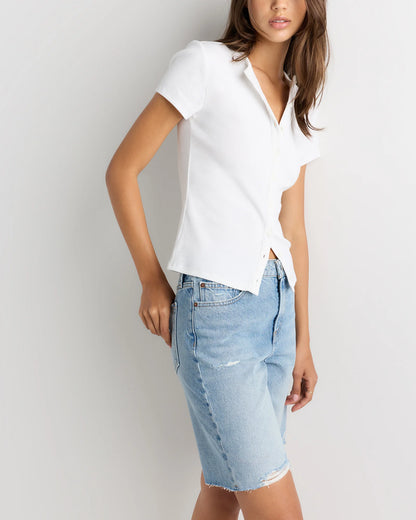 Maya Rigid Bermuda Shorts - 24 / Powder Blue Destruct