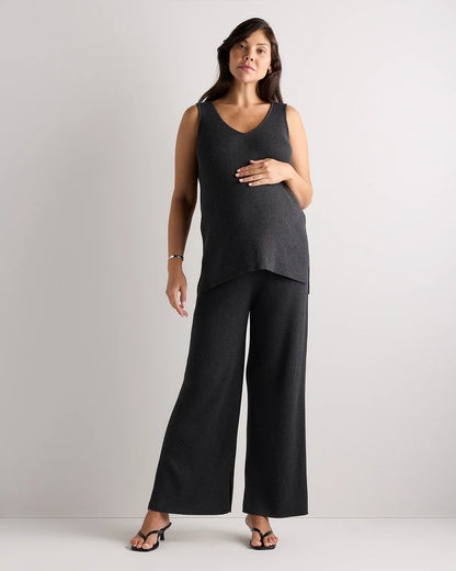 Cotton Cashmere Maternity and Nursing V-Neck Tank - XS / Mocha Heather