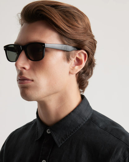 Hayden Polarized Acetate Sunglasses - One Size / Black with Green lens