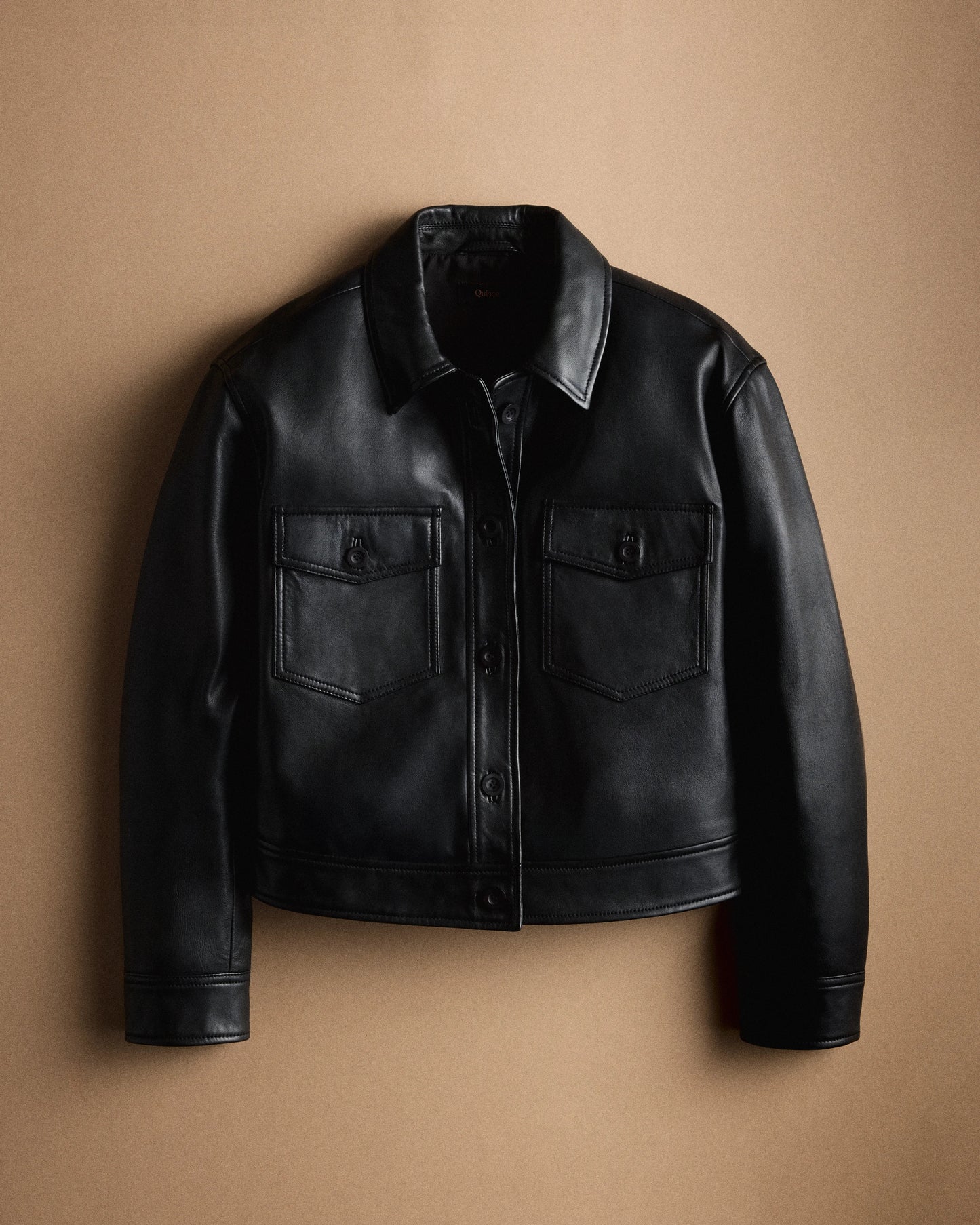 100% Leather Cropped Jacket - XS / Rich Brown
