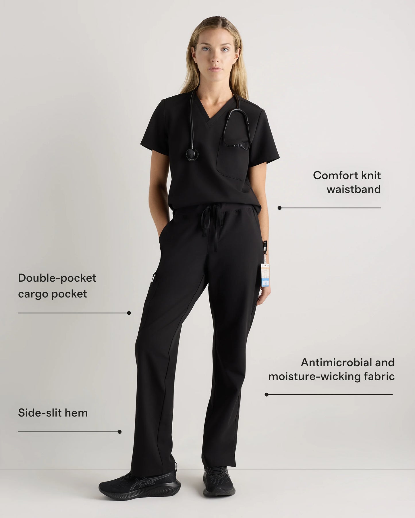 AeraFlex Scrub Cargo Pants - XS / Bold Black