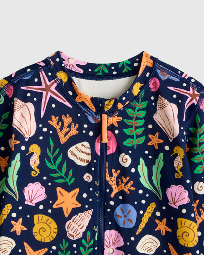 Long Sleeve Zip-Up Swimsuit - 6 / Happy Floral