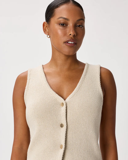 100% Organic Cotton V-Neck Sweater Vest - XS / Ivory