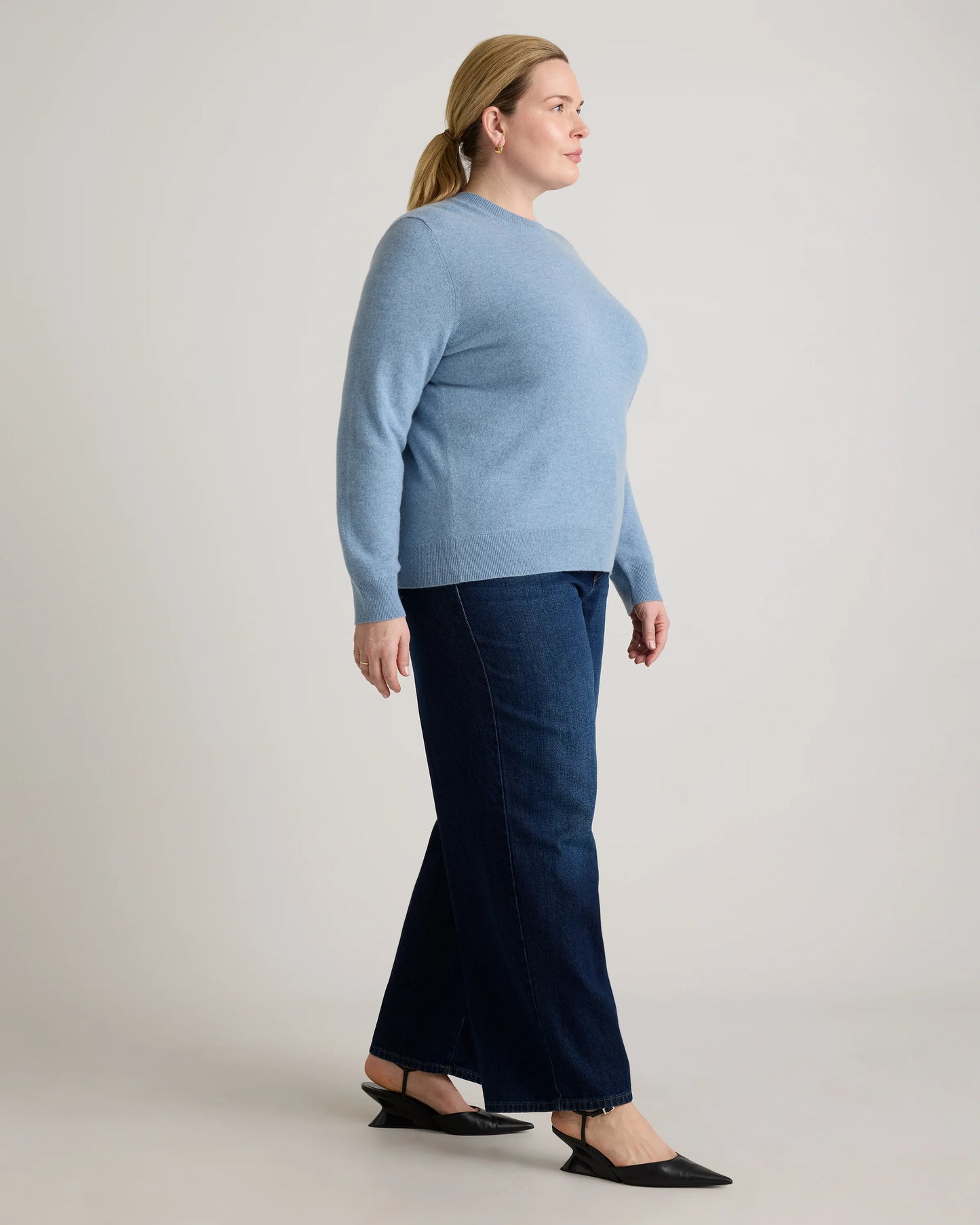 Mongolian Cashmere Crewneck Sweater - 1X / Pale Custard Yellow