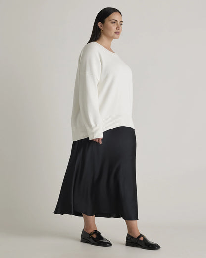 100% Organic Cotton Boyfriend Crew Sweater - 1X / Shell Pink