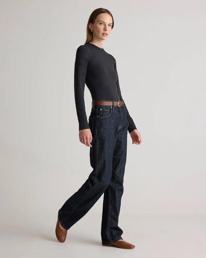 Stretch Cotton Jersey Fitted Long Sleeve T-Shirt - XS / Linen White