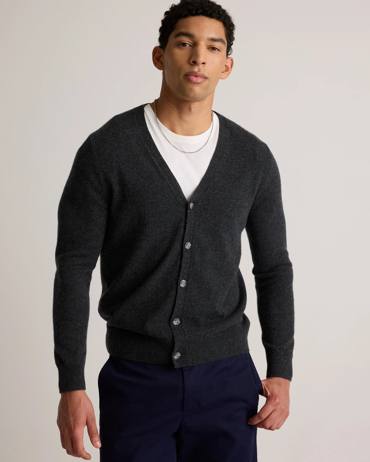 Mongolian Cashmere Cardigan Sweater - S / True Navy