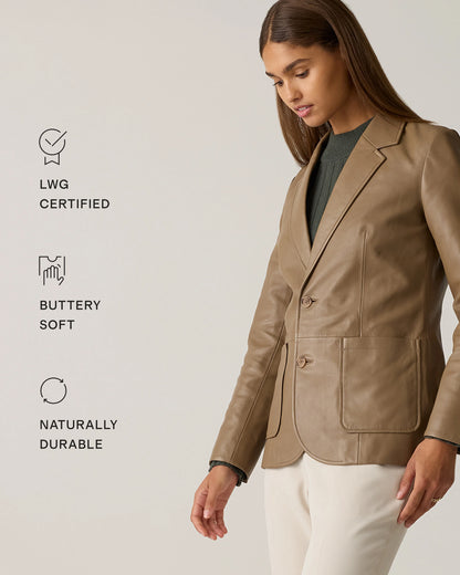 100% Leather Blazer - XS / Rich Brown