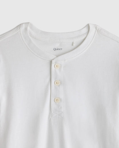 100% Organic Cotton Long Sleeve Henley Tee - 2T / Oatmeal Stripe