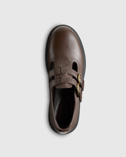 Italian Leather Lug Sole Mary Jane - 5 / Black