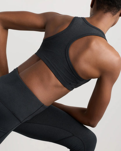 Ultra-Soft V-Neck Racerback Bra - XS / Heather Black