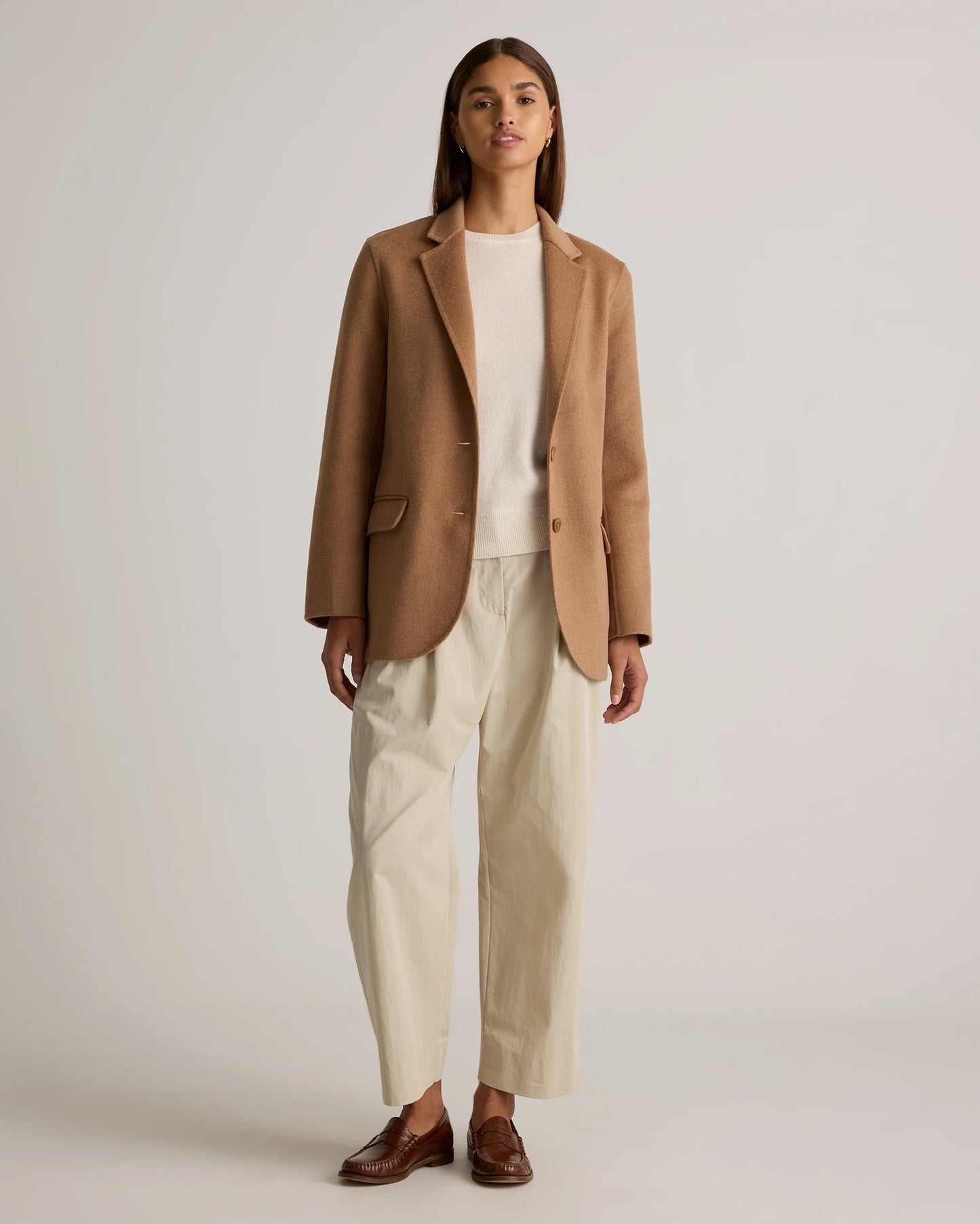 Double-Faced Merino Wool Soft Blazer - XS / Caramel