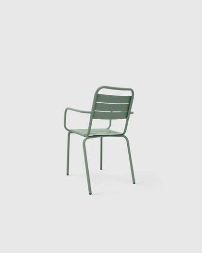 Powder-Coated Aluminum Outdoor Stacking Armchair (Set of 2) - Set of 2 / Sage Green