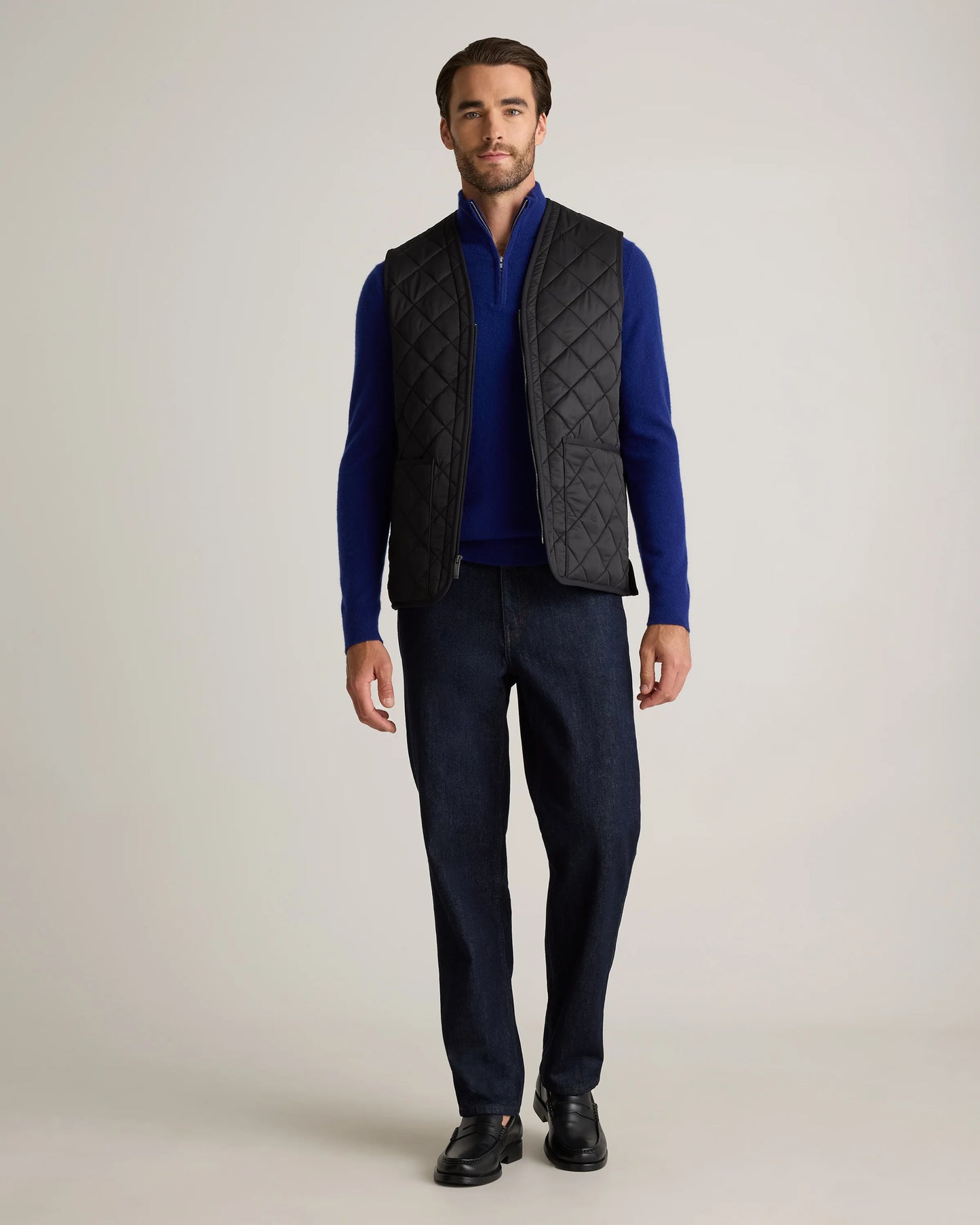 Featherless Quilted Fleece-Lined Liner Vest - S / Black
