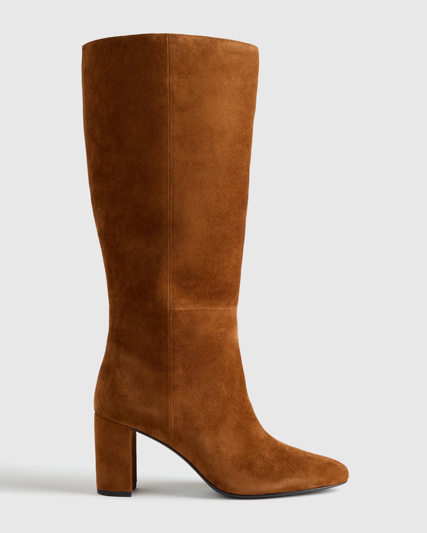 Italian Suede Block Heel Boots - 5 / Espresso Brown