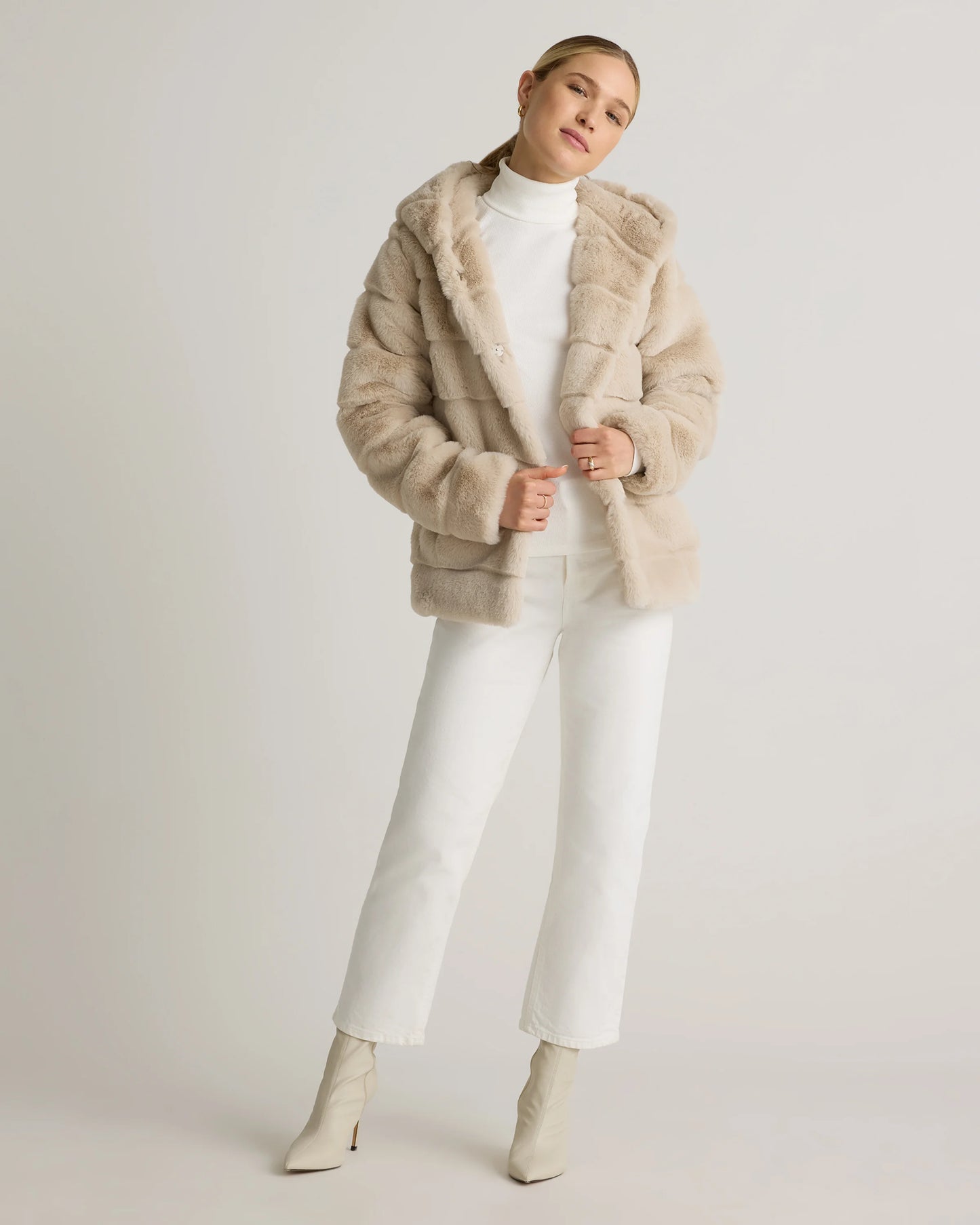 Hooded Faux Fur Jacket - XS / Black