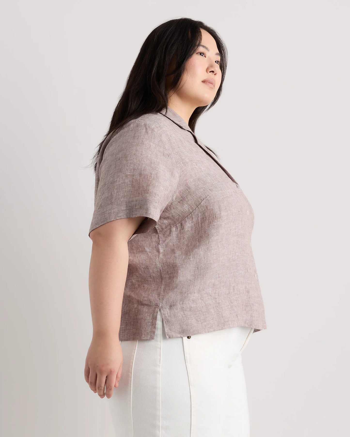 100% European Linen Short Sleeve Shirt - 1X / Flax
