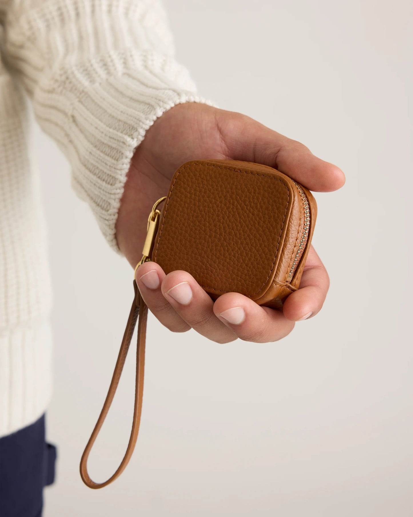 Italian Leather Zip Case - One Size / Black