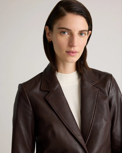 100% Leather Blazer - XS / Rich Brown