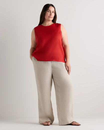 100% European Linen Tank - 1X / White