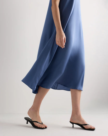 Washable Stretch Silk Voluminous Maxi Dress - XS / Moonstone Blue