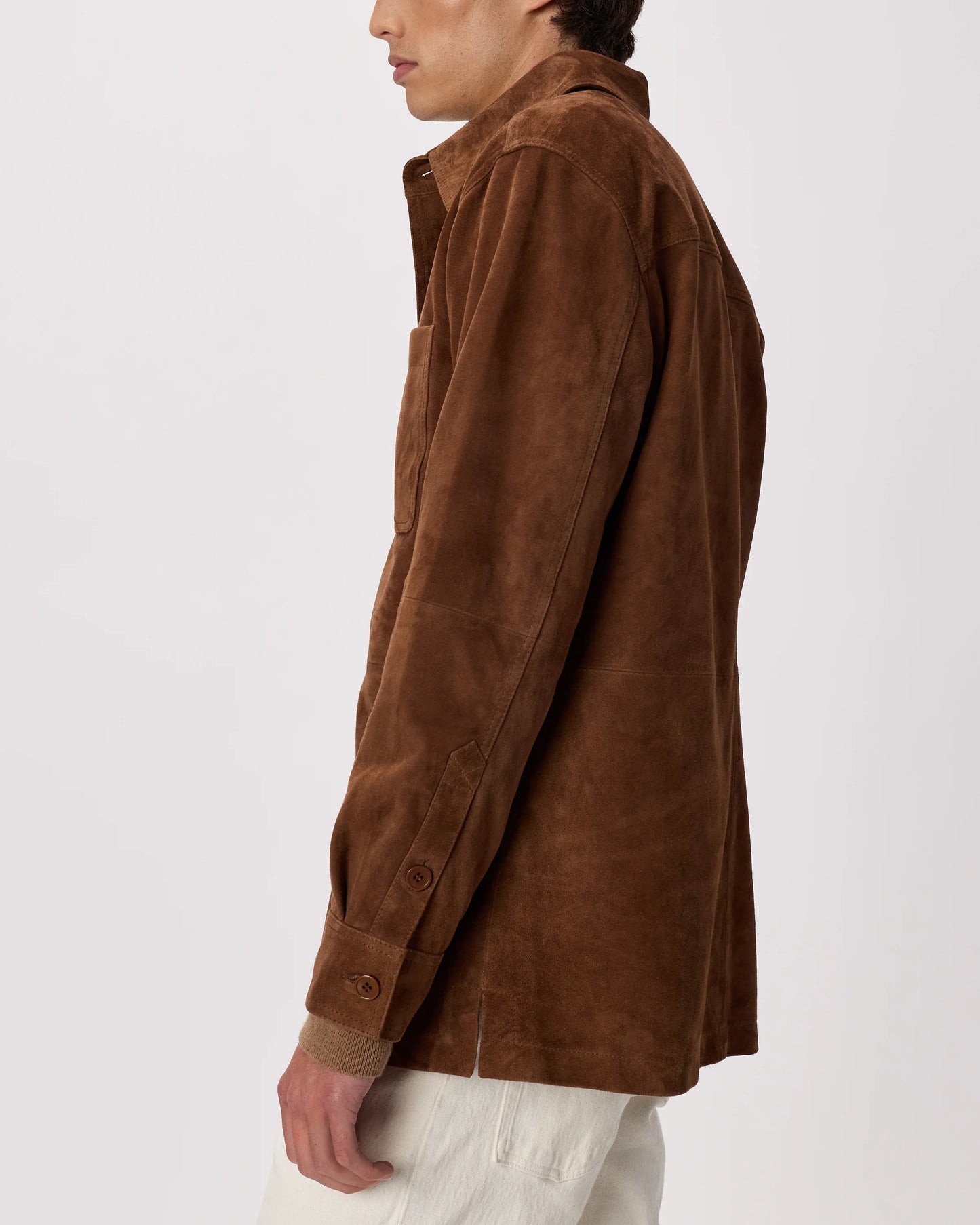 100% Suede Overshirt - S / Cognac Brown