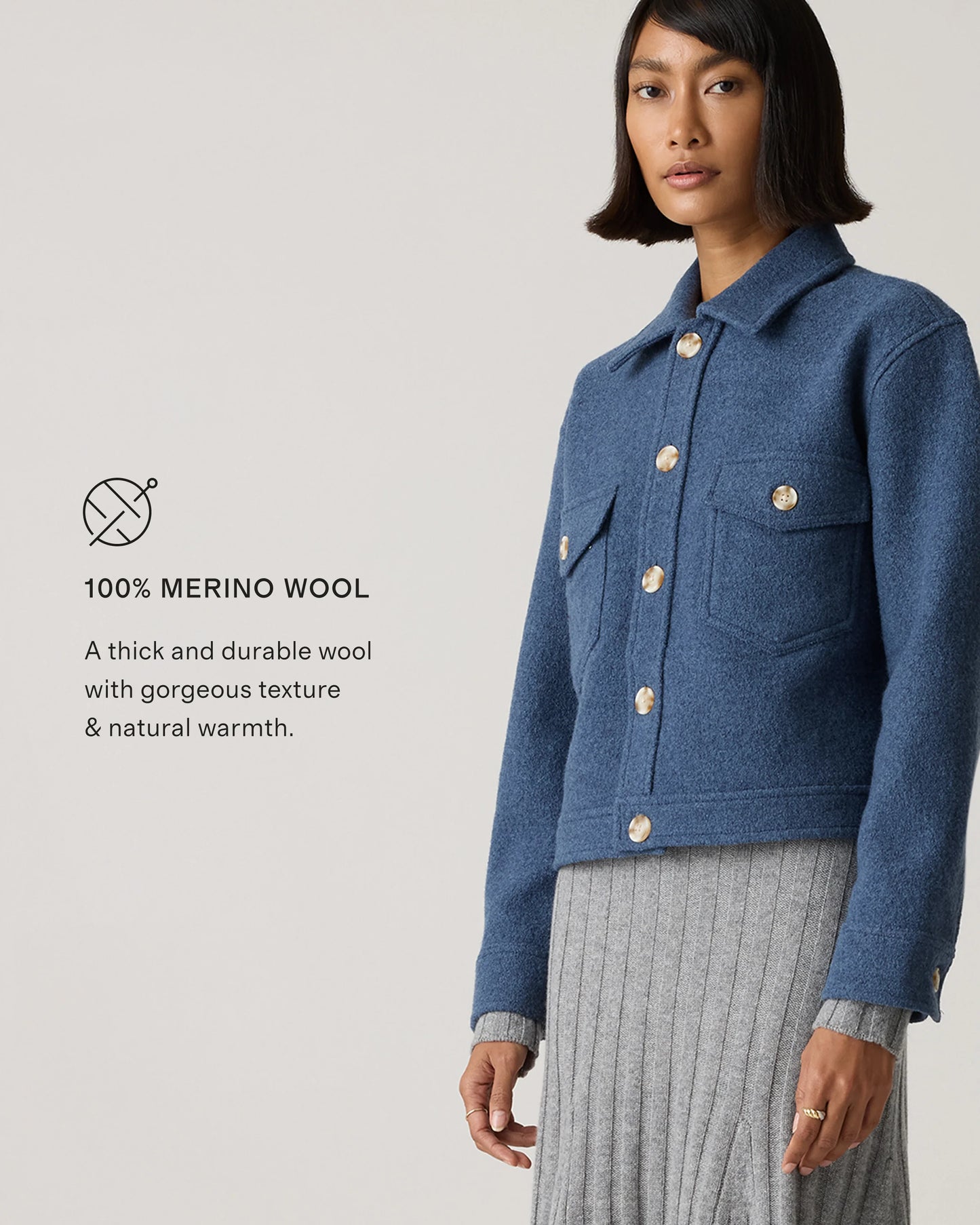 100% Merino Wool Cropped Shirt Jacket - XS / Mulled Wine