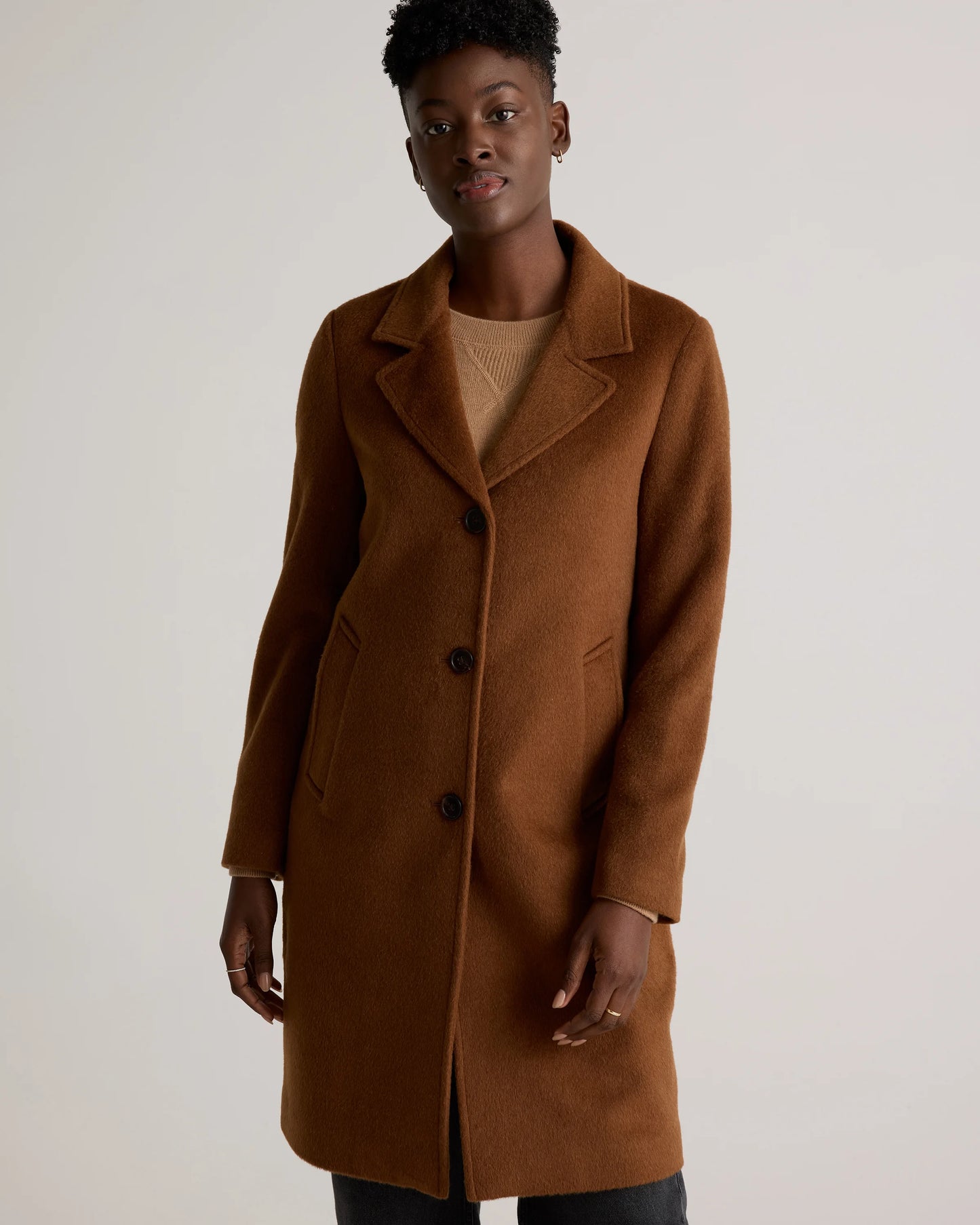 Camel Hair Single-Breasted Midi Coat - XS / Mocha Brown