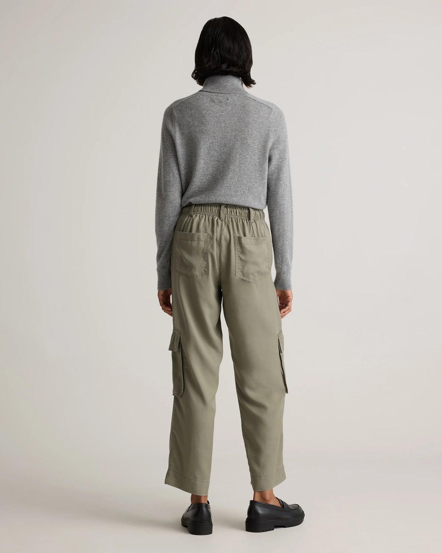 Vintage Wash Tencel Drawstring Cargo Pants - XS / Olive