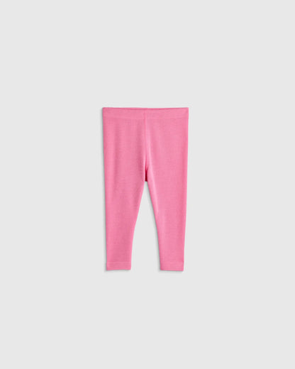 100% Merino Wool All-Season Base Layer Long Sleeve and Legging Set - 18-24M / Bright Blush