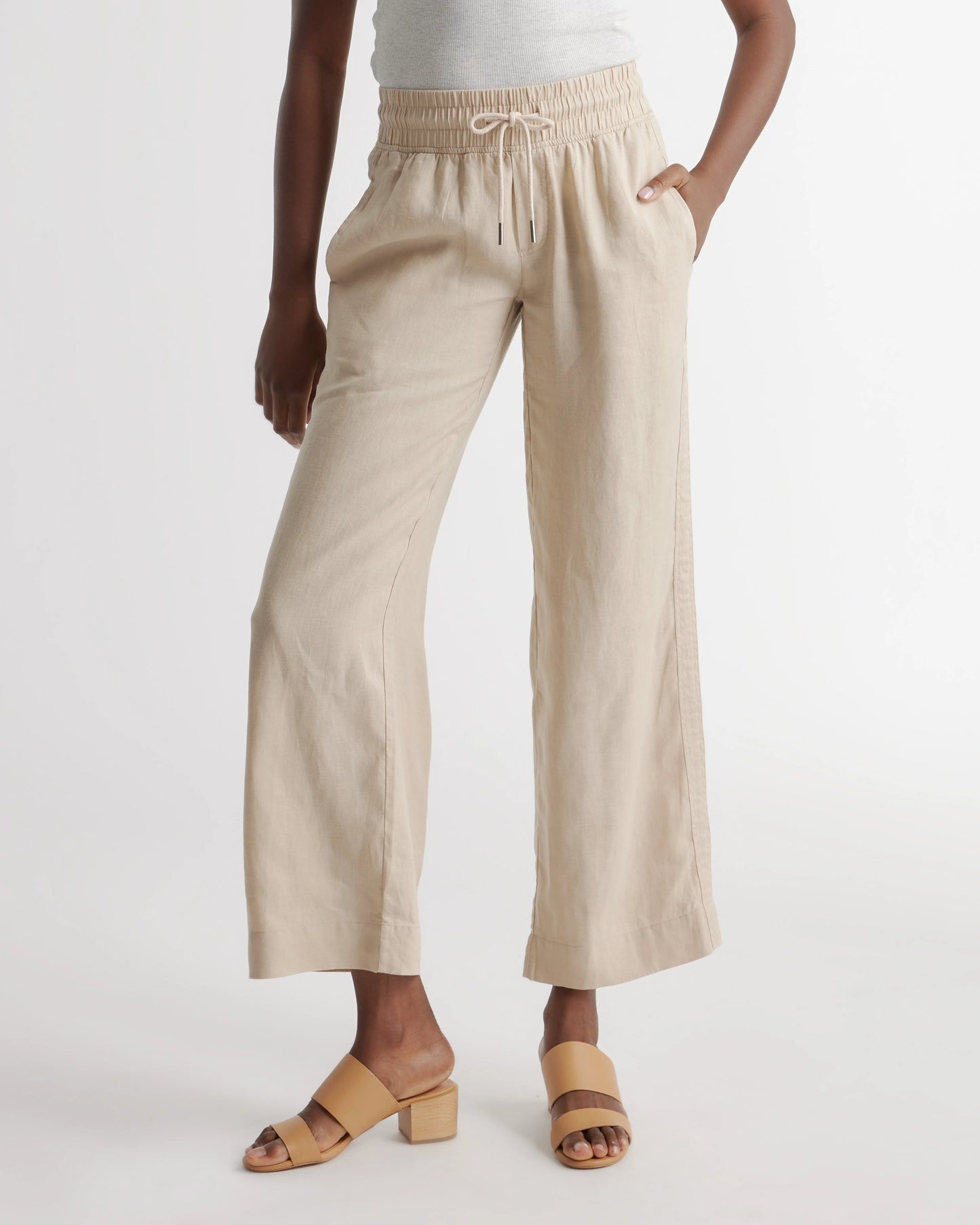 100% European Linen Wide Leg Pants - XS / Bayberry Olive