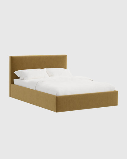 Square Bed in Performance Velvet - Full / Chocolate