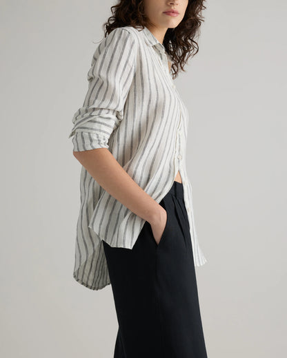 100% European Linen Pleated Trouser - 6 / Deep Navy