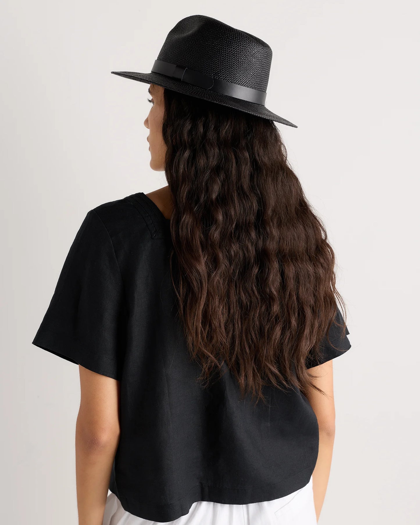 Toquilla Straw Panama Hat - S / Black