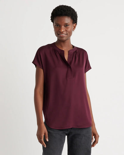 Washable Stretch Silk Dolman Sleeve Blouse - XS / Forest Green