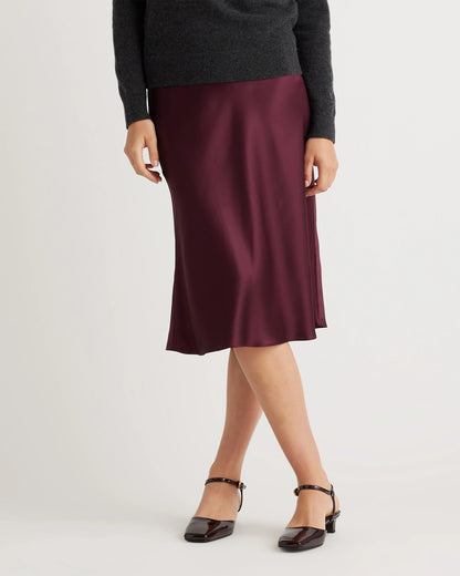 100% Washable Silk Skirt - XS / Champagne