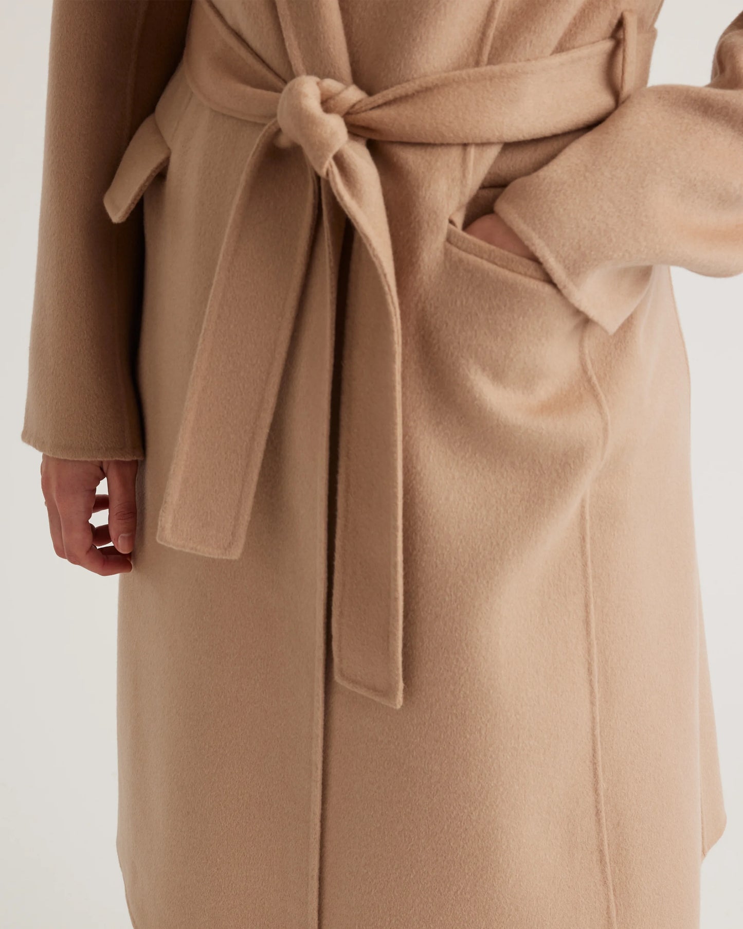 100% Mongolian Cashmere Double-Faced Wrap Coat - XS / Camel