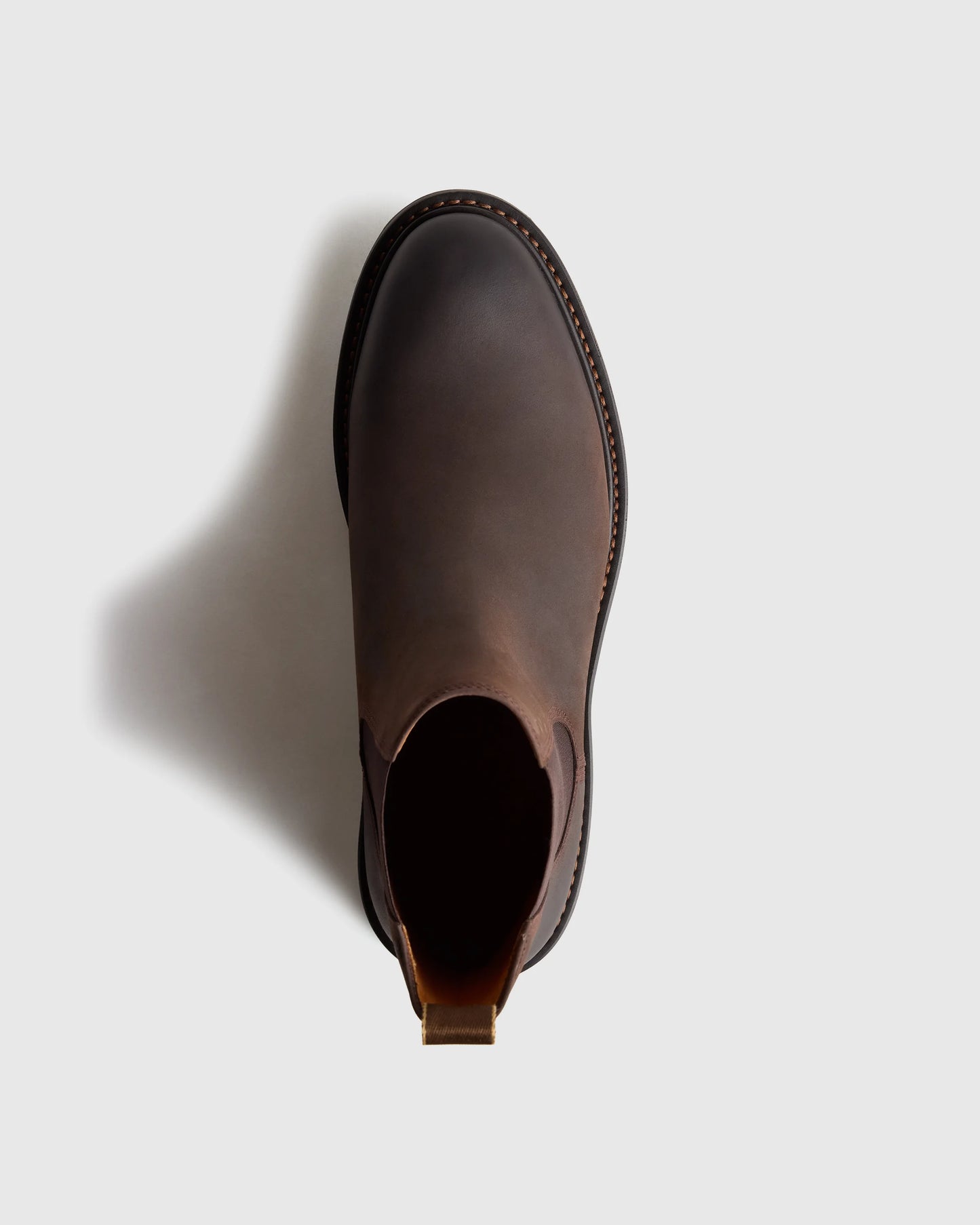 Rugged Leather Lug Sole Chelsea Boot - 7 / Firewood