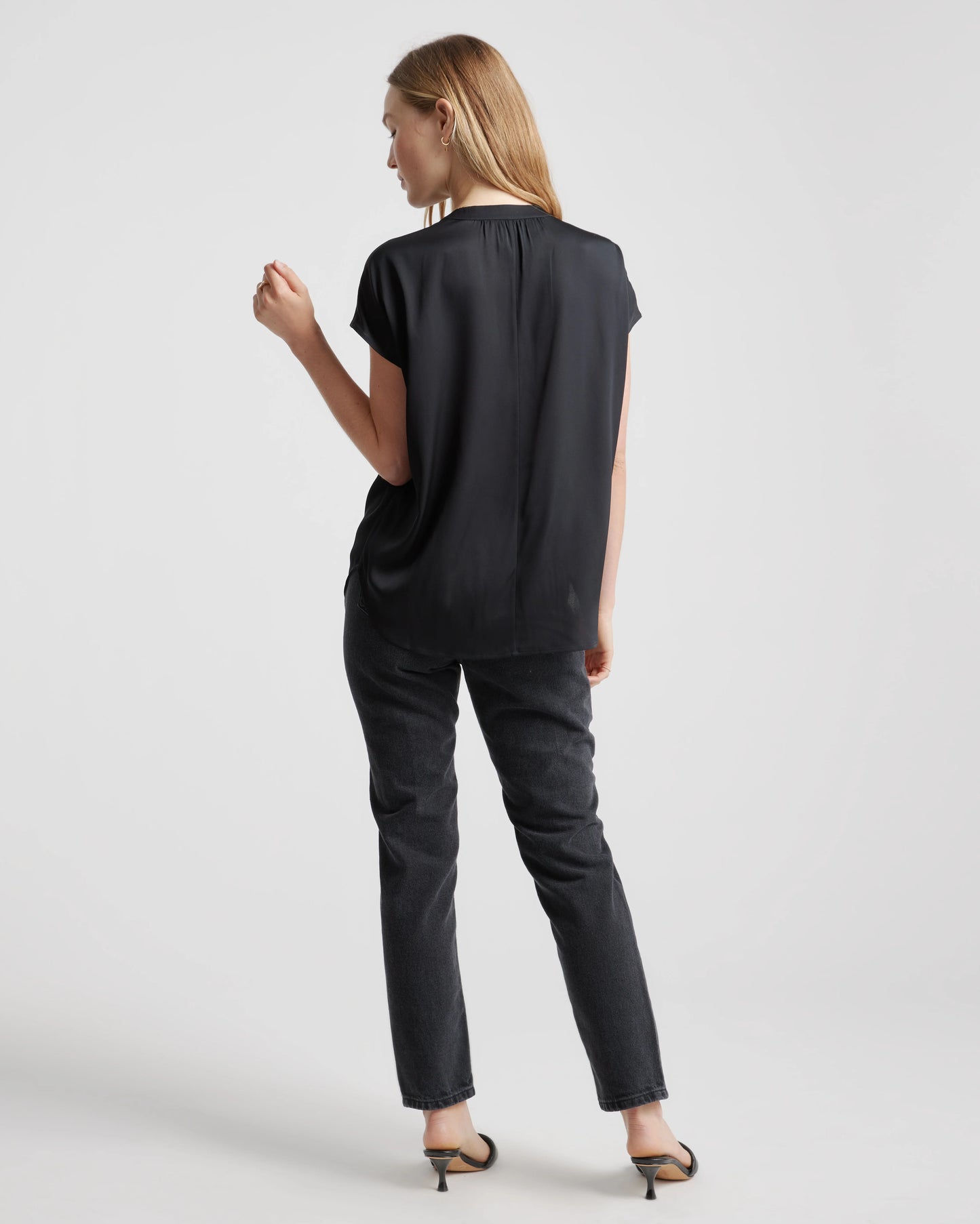 Washable Stretch Silk Dolman Sleeve Blouse - XS / Forest Green