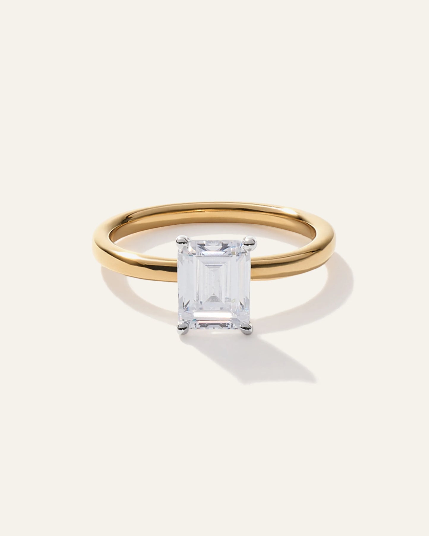 Lab Grown Diamond Emerald Comfort Fit Engagement Ring - 2ct - 4 / Yellow Gold
