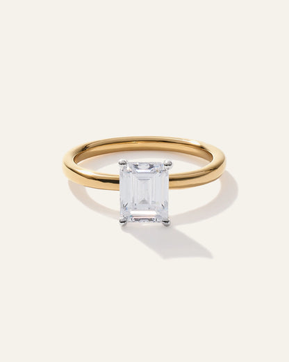 Lab Grown Diamond Emerald Comfort Fit Engagement Ring - 2ct - 4 / Yellow Gold