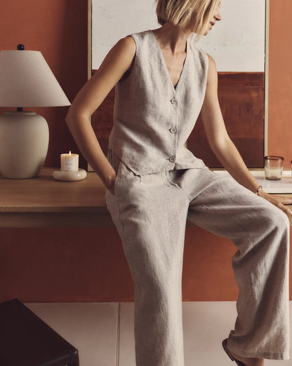 100% European Linen Pants - XS / White
