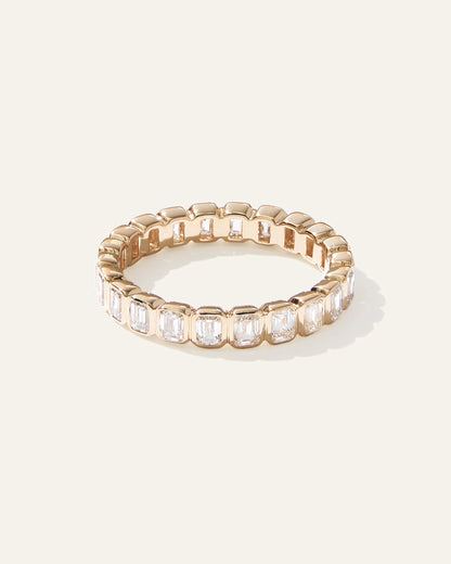 Lab Grown Diamond Emerald North-South Bezel Eternity Band - 4 / Yellow Gold
