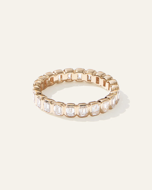 Lab Grown Diamond Emerald North-South Bezel Eternity Band - 4 / Yellow Gold