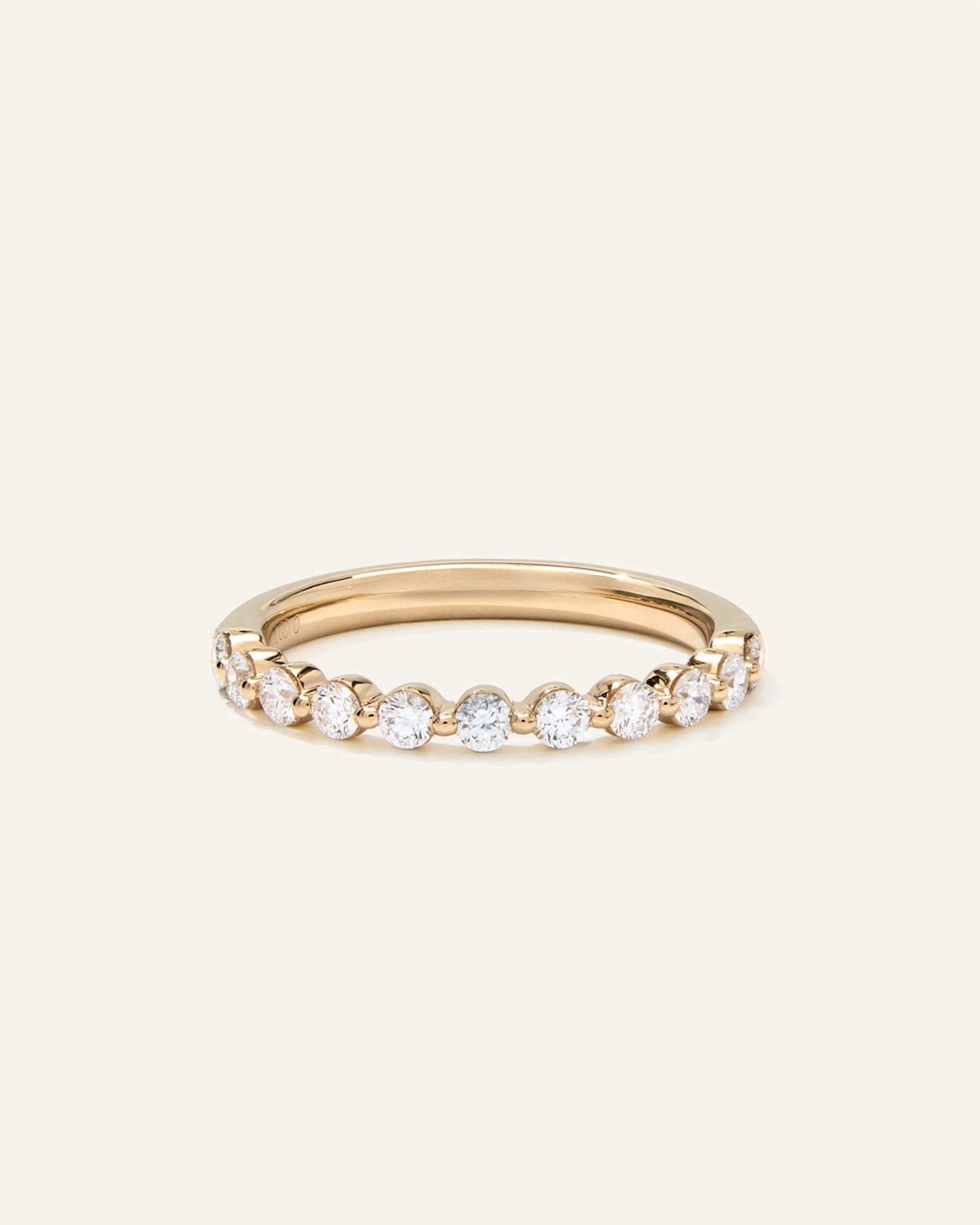 Lab Grown Diamond Single Shared Prong Halfway Band - 4 / Yellow Gold
