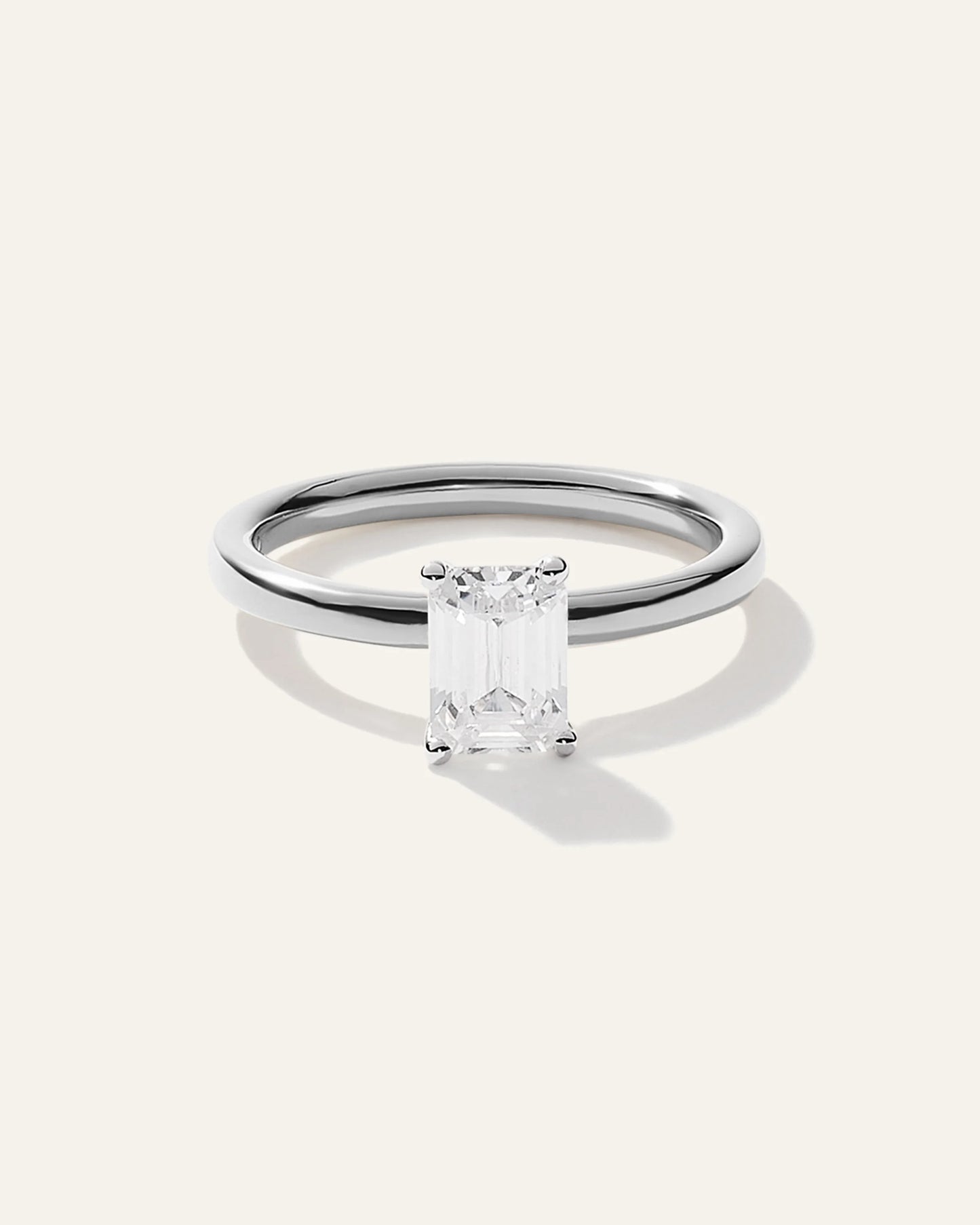 Lab Grown Diamond Emerald Comfort Fit Engagement Ring - 1ct - 4 / Yellow Gold
