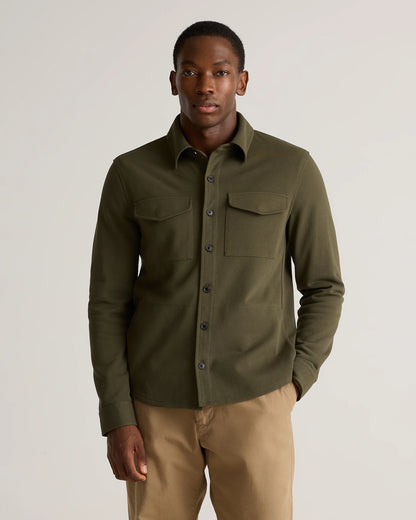Cotton Pique Knit Overshirt - XS / Heather Charcoal