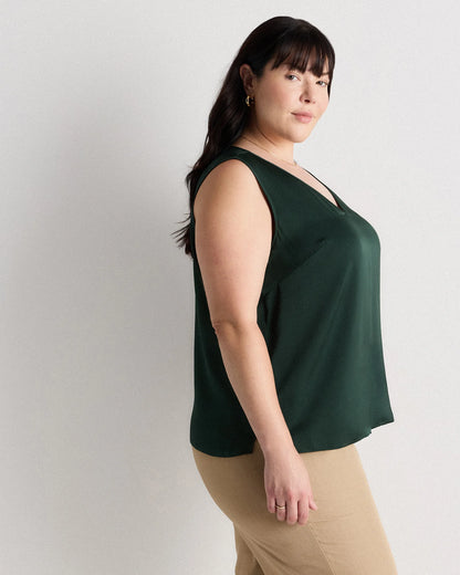 Washable Stretch Silk Tank - 1X / Navy